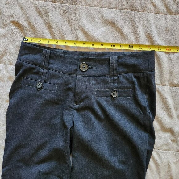 Black Cropped Pants Y2k dark grey capri trousers Sz 7  Streetwear Goth - Picture 6 of 8